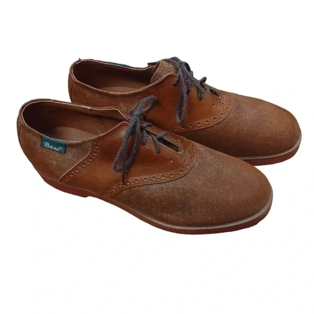 G.H Bass & CO Classic Brown Suede  Saddle Oxford Shoes Size 9